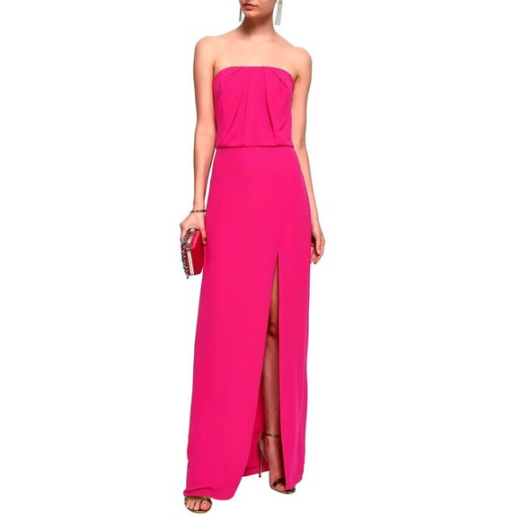 NEW! Halston Heritage Fuchsia Strapless Split Front Maxi Gown Dress - Picture 2 of 13